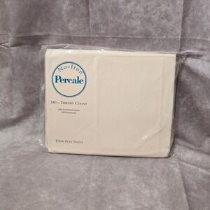 Vtg No Iron Percale Twin Flat Sheet Petal Pink 180 Thread Count Cotton/Poly NIP